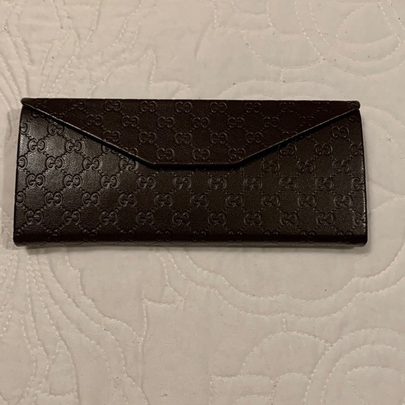 Gucci Accessories - GUCCI Monogram Chocolate Leather GG Sunglasses Case Foldable MADE IN ITALY